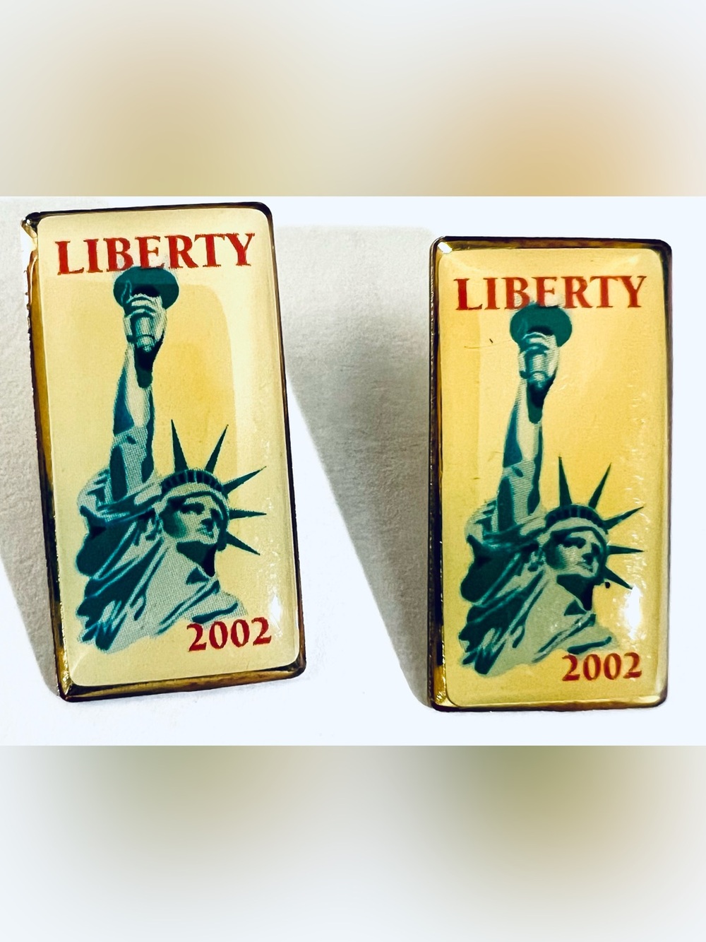 Liberty 2002 Statue of Liberty Lapel Pin Lot of 2 Gold Tone Patriotic USA